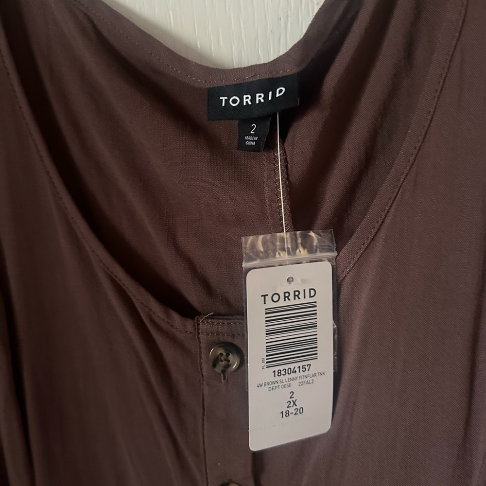 Torrid Chocolate Button-Front Tank Top - Picture 3 of 4